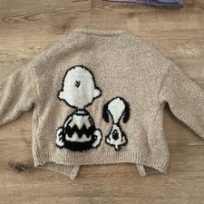 Zara kids limited edition Peanuts Rare Tan B W Sweater Size 2T