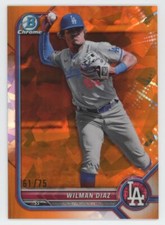 2022 Bowman Chrome Prospects Sapphire Orange Refractor Wilman Diaz 61/75 Los
