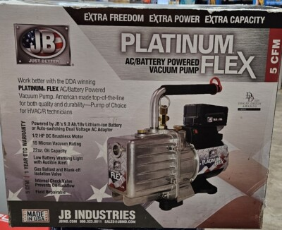 #ad DV 142 FLEX JBIN 	JB INDUSTRIES VACUUM PUMP 5CFM BATTERY POWERED WITH CHARGER $891.00