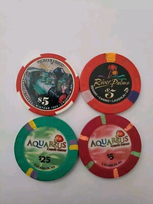 RAMADA EXPRESS Limited Ed., RIVER PALMS, AQUARIUS Laughlin Nevada Casino Chips 