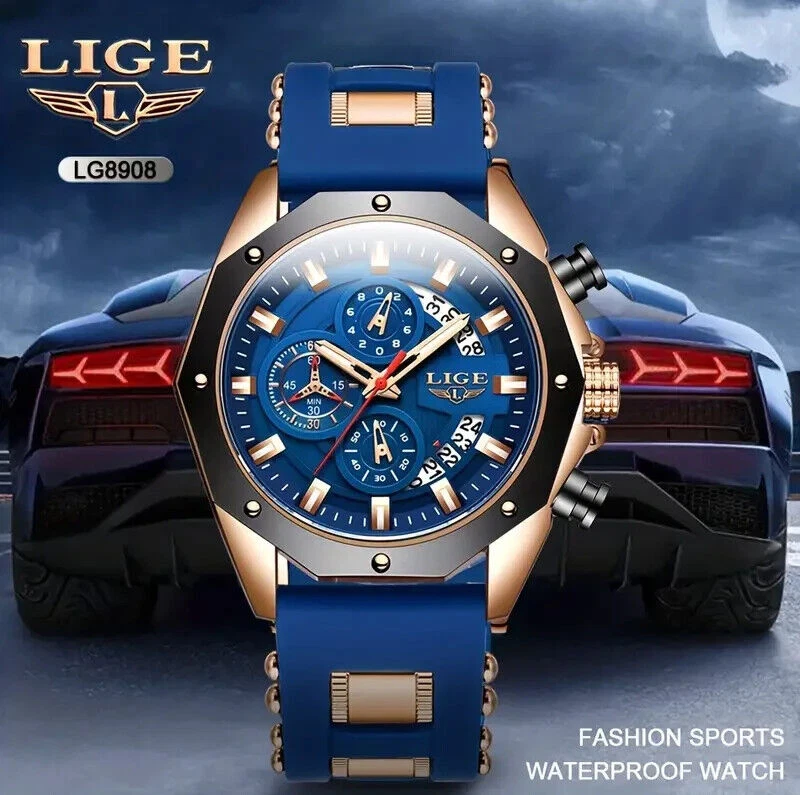 Lujoso Luminoso Cuarzo Cronógrafo Reloj Deportivo Elegante Hombre Mujer Regalo Nuevo Foto 2 de 4