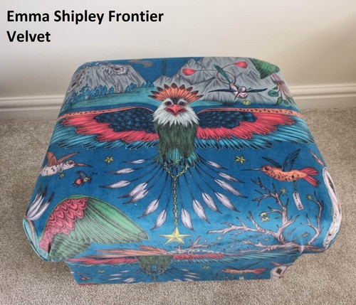 Storage Footstool in Emma J Shipley Fabric Lemur Navy Silverback Velvet Amazon - Picture 20 of 116