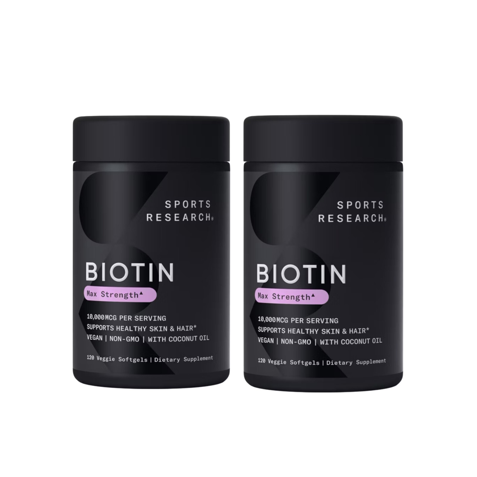 Sports Research Biotin 10,000 MCG with Coconut Oil (2 PACK) TOTAL 240 Capsules