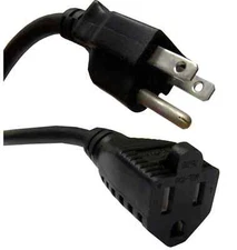 Heavy Gauge 20 amp Extension Power Cord 15 foot long - 14 AWG 2500 watts