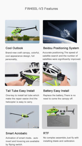 Fly Wing FW450L V3 6CH GPS 3D Hovering Auto Return RC RTF Helicopter 2 Battery - Picture 5 of 30