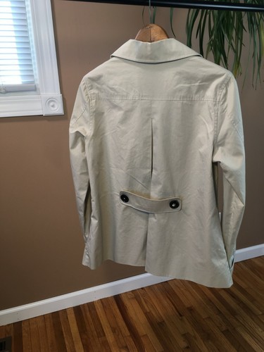 **MERONA DOUBLE BREASTED COTTON COAT TAN KAHAKI WOMEN'S MEDIUM BLACK BUTTON - Picture 10 of 10