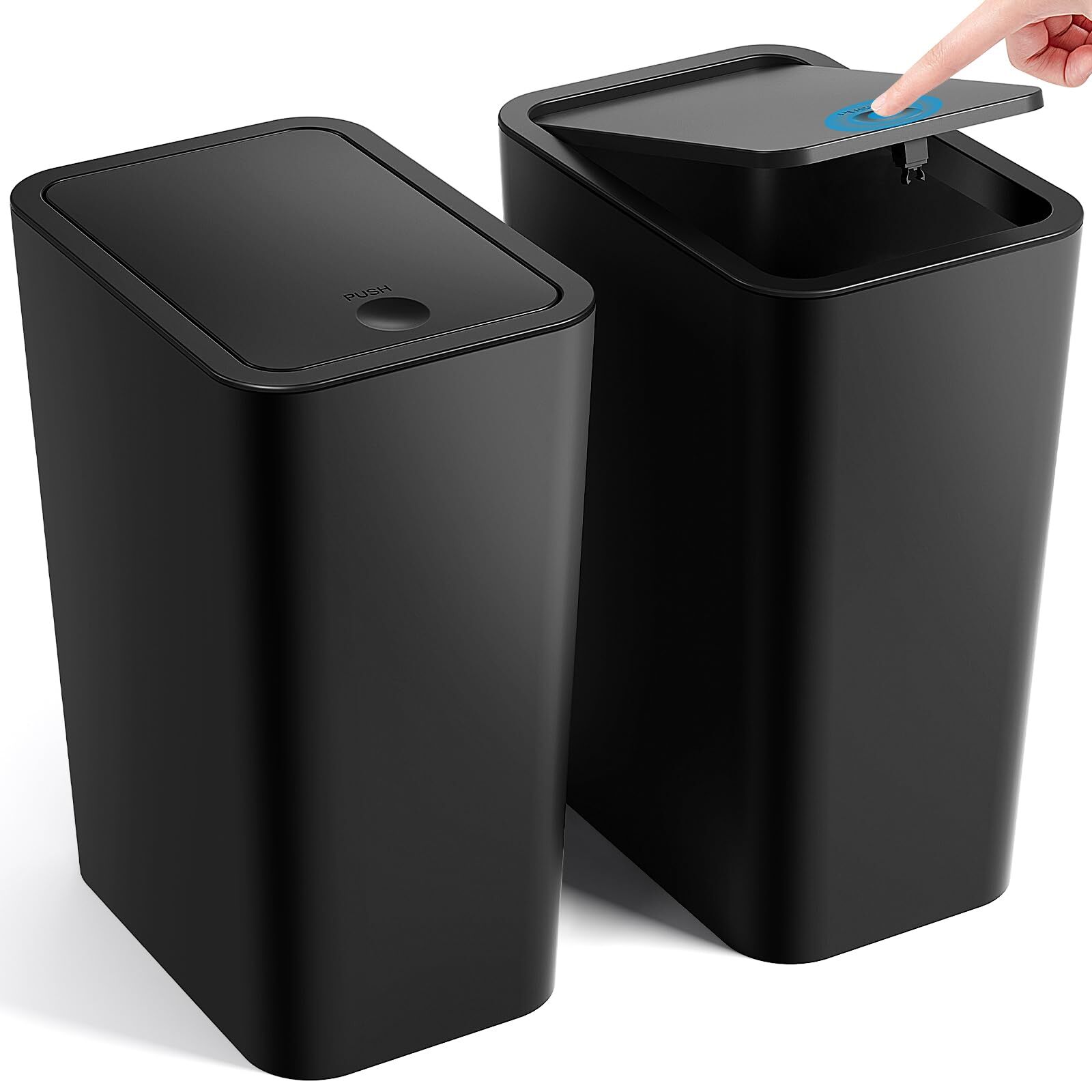 2-Pack 4-Gallon Bathroom Trash Cans with Pop-Up Lids