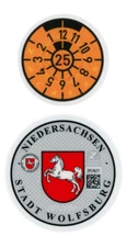 German License Plate Registration Seal - Wolfsburg VW 2025 Set
