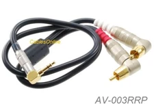 3ft Premium 3.5mm Stereo Male to Dual RCA Male Right-Angle/Right-Angle Cable