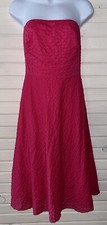 J.CREW Sz 4 Hot Pink Deco-Dot Strapless Sun Dress Halter Textured 93737 EUC