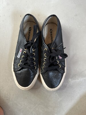 superga black leather platform sneakers
