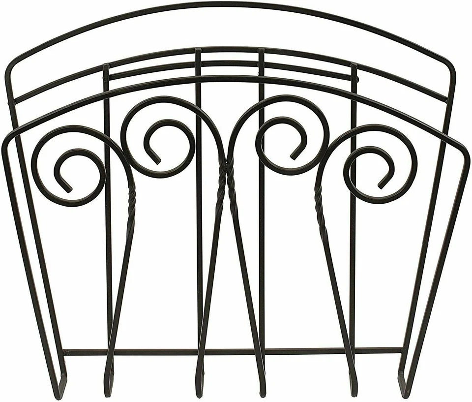 Magazine Rack Black Metal Wall mount Scroll Design - Image 3 of 3