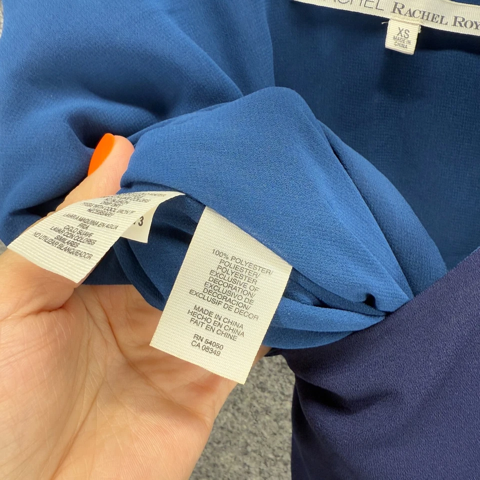 Vestido Rachel Roy Mujer XS Azul Cambio Corto Sin Mangas Cuello Redondo Informal Sólido Foto 3 de 4