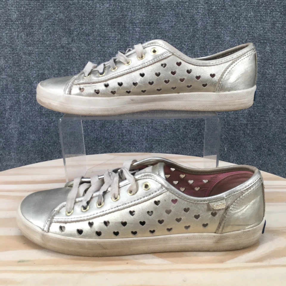 Zapatos Keds Mujer 8 Kickstart Tenis Dorado Corazón Perf Cuero Con Cordones WH63079 Foto 2 de 4