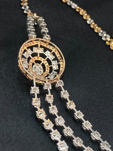 Stunning 5.22 Cts Round Baguette Real Diamonds 3-Strand Tennis Necklace 14K Gold - Picture 12 of 12