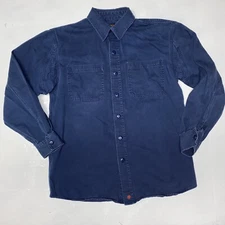JESSE JAMES Mens Industrial Workwear Button Up Denim Jean Shirt/Jacket Size Med