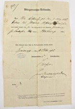 B&uuml;rgerrechts Urkunde 1892 Schultheissenamt Spielberg Civil rights certifi