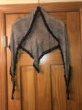 Silk Animal Print Beaded Trim Scarf  Shoulder Wrap Shawl Waist Wrap 52w X 25 L