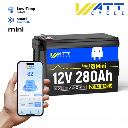 12V 280Ah 3584Wh 300Ah Mini Bluetooth LiFePO4 Lithium Battery BMS Solar RV Home