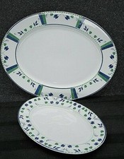 2 Stück ovale Servierplatte Fleischplatte Aufschnittplatte Platten "Garden" R12 