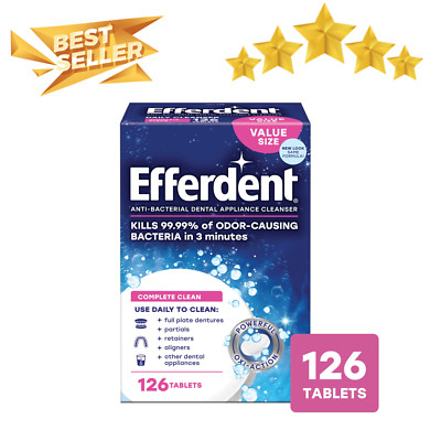 2Pk Efferdent Retainer & Denture Cleaner Tablets, Complete Clean, 126 Ct Tablets