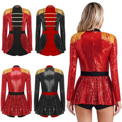 Women Jersey One Piece Costume Ringmaster Body Cosplay Long Sleeves Halloween - Picture 1 of 33