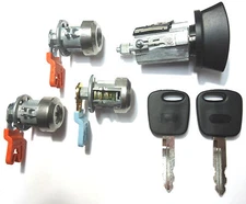 Ford Ignition Lock Cylinder + 3 Door Lock Cylinder W/2 Transponder Chipped Keys