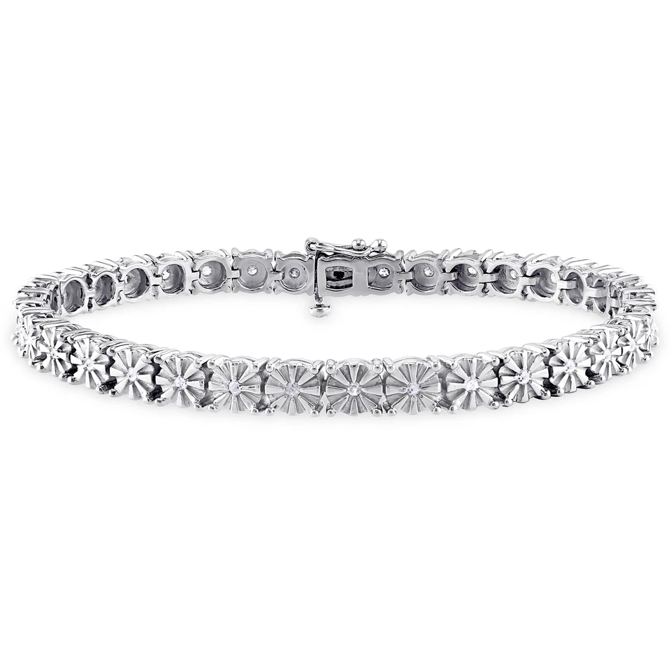 Brazalete de tenis de diamantes TDW de 1/2 quilates de plata de ley Amour
