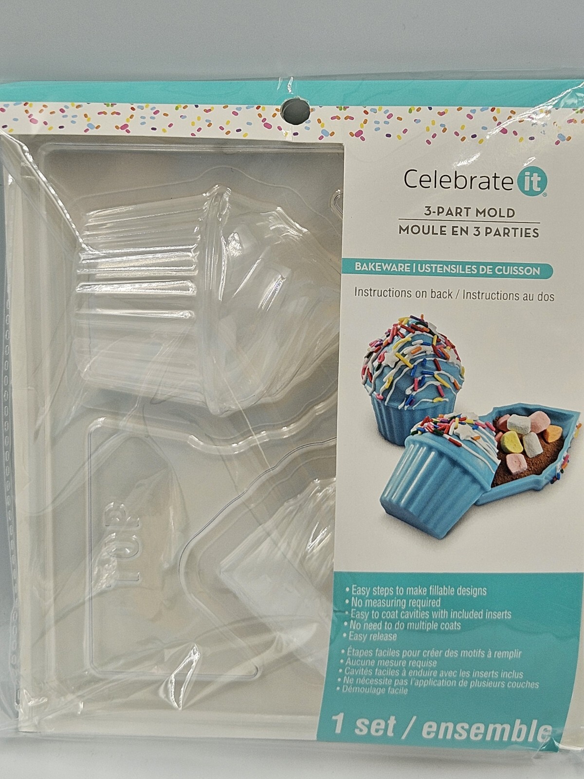 Lot Of 3 New Celebrate It 3-part Hot Chocolate Bomb Molds Bear, Cupcake, Daimond