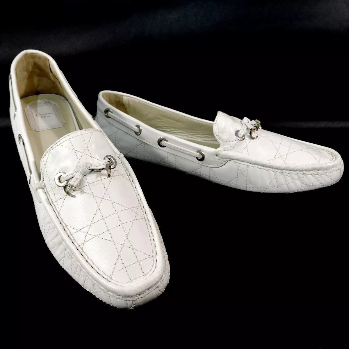 MOCASSINS MODE CONFORT FEMME CHRISTIAN DIOR CUIR BLANC