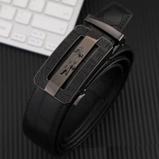 Fashion Men's Automatic Buckle Faux Leather Ratchet Belt Strap Jeans Waistband