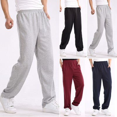 Pantalone Tuta Da Ginnastica Uomo Cotone Con Fondo Largo Pantaloni Della  Dritti | eBay