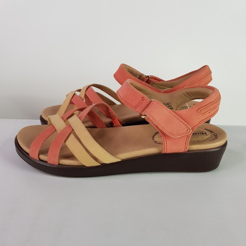 NEW Hush Puppies Deep Comfort Shoes Womens 7 Orange Leather Strap ZeroG Healed - Picture 2 of 12