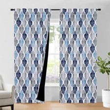 100 Blackout Curtains 84 Inches Long 2 50"W x 84"L Pack of 2 Blue/Grey