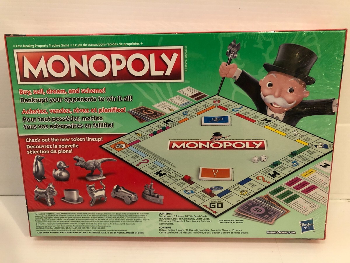 Monopoly New Token Lineup - 2016 Hasbro - rare bilingual ENG/FRA