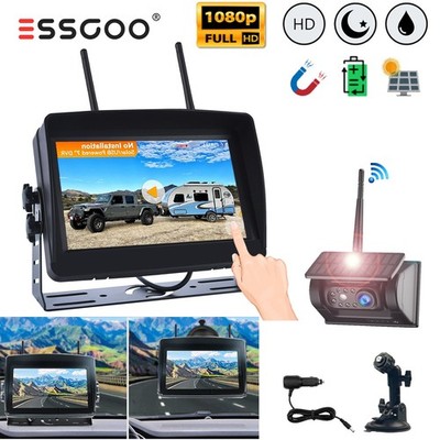 7'' IPS Monitor Mit Rückfahrkamera Solar Funk 9600mA Batterie Magnet für LKW Bus