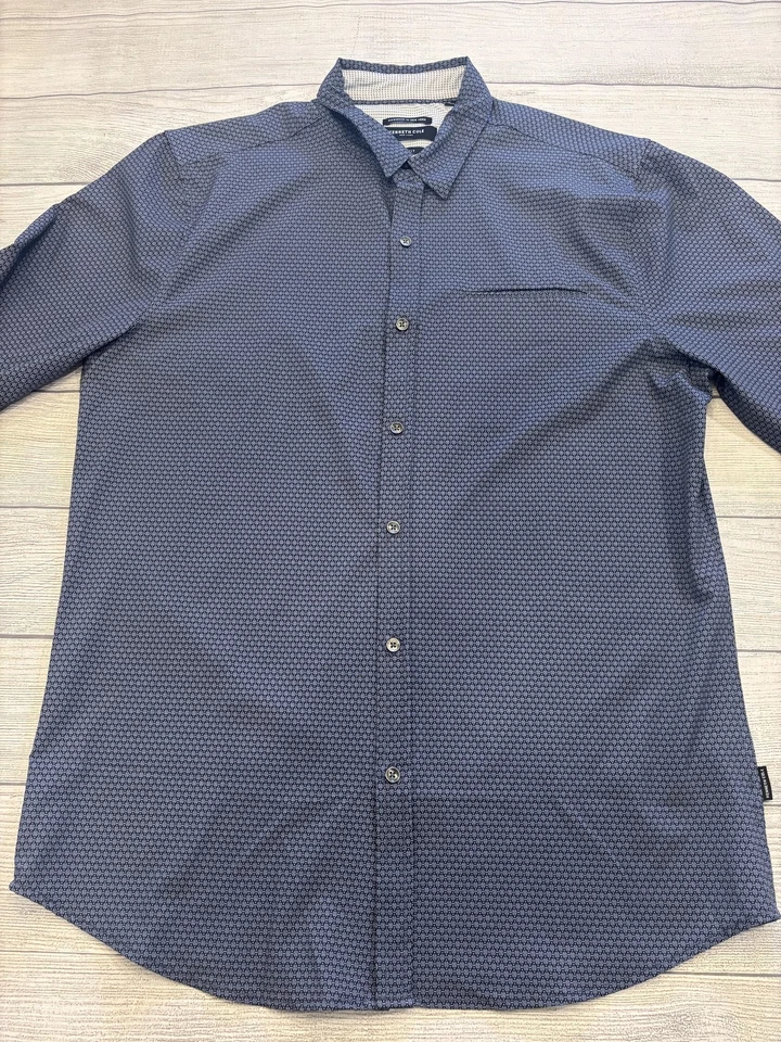 Camisa de Vestir Kenneth Cole New York Para Hombre Grande Azul Calce Ajustado Elastizada Manga Larga Foto 2 de 4