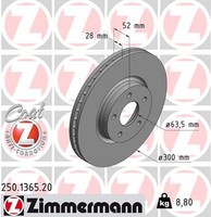 2X Bremsscheibe Coat Z Zimmermann 250.1365.20 FüR Ford Mondeo BA7 4 Turnier Tdci