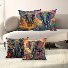 4 Lovely Elephant Cushion Covers.  18" x 18" Peach Skin Velvet