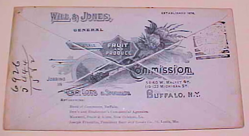 US  WILL & JONES FRUIT PRODUCE AD COVER   PICTURING TRAIN BOSTON TO CANADA