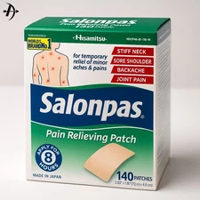 140CT | SALONPAS PAIN RELIEF PATCHES | 8-HOUR STRONG BACK PAIN RELIEF | #1 BRAND
