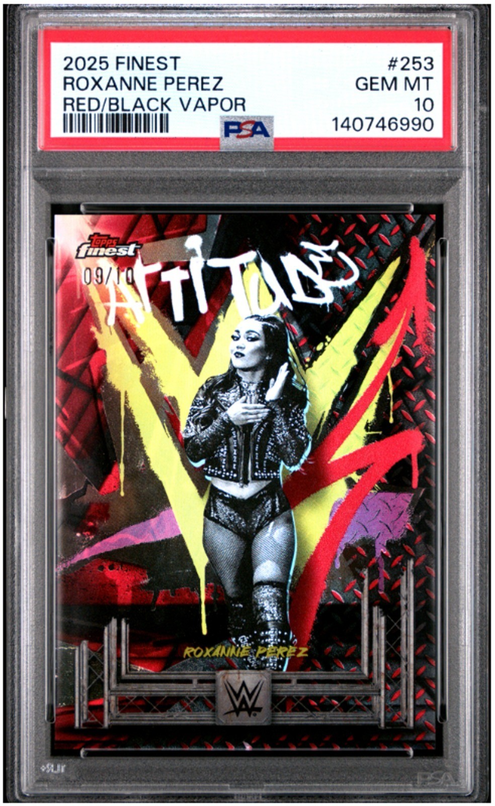 Roxanne Perez 2025 Topps Finest WWE Red/Black Vapor 09/10 PSA 10 POP 1 #253 NXT