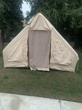 INFLATABLE CAMPING TENT WITH PUMP GLAMPING TENT EASY SETUP - Beige