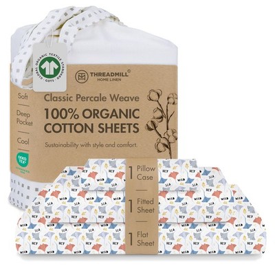 Threadmill Organic Cotton Twin XL Sheets | 100% XL, Rays 