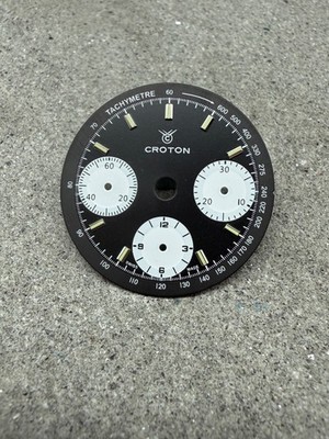 #1983 NOS VALJOUX 72 ZIFFERBLATT 29,0mm CROTON PANDA DIAL CADRAN CHRONOGRAPH