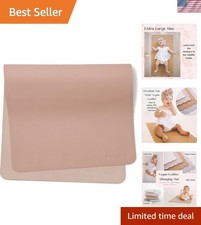 Leather Baby Changing Mat 16x30in - Stylish  Portable in Pink Sand