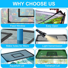Fish Tank Lid Magnetic Fish Tank Lid Aquarium Net Cover Feeding Window 5-50 11.8