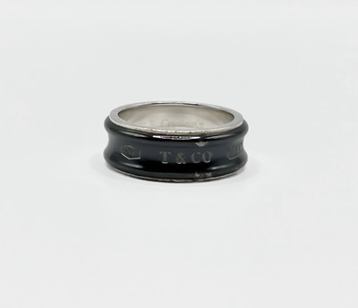 Tiffany & Co. 1837 Black Titanium and Sterling Silver Ring - Size