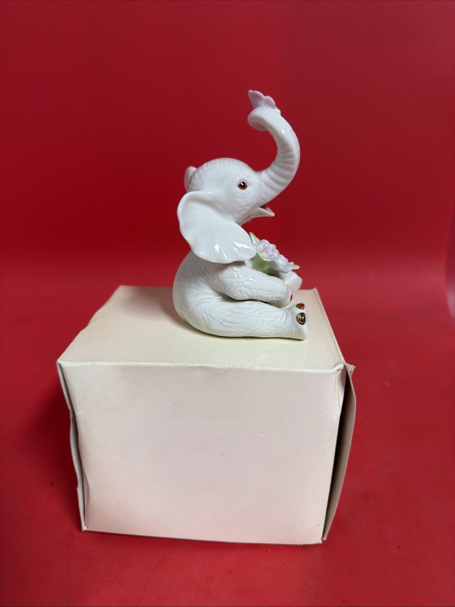 Lenox Jewels Collection Elephant Flower Bouquet Figurine Blue