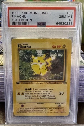 1999 Pikachu 60/64 Jungle Red Cheeks 1st Edition PSA 10 Basic Pokemon English